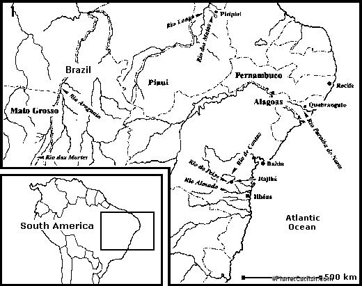 1. Map of the habitats of Parotocinclus species in S. America